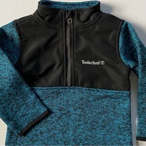 Timberland Sweatshirt Size 18 Months Half Zip Blue Black Outdoor EUC Baby Boys